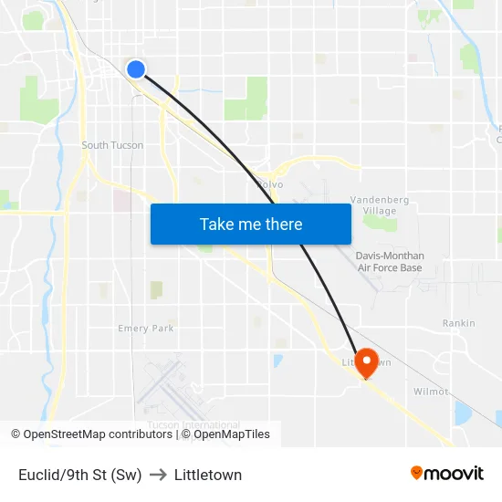Euclid/9th St (Sw) to Littletown map
