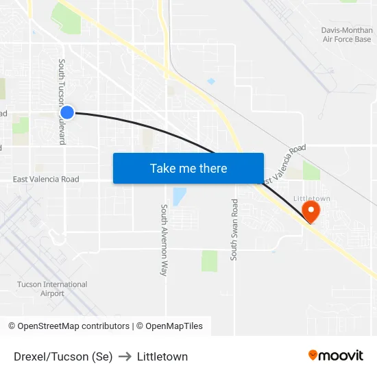 Drexel/Tucson (Se) to Littletown map