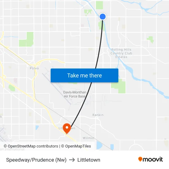 Speedway/Prudence (Nw) to Littletown map