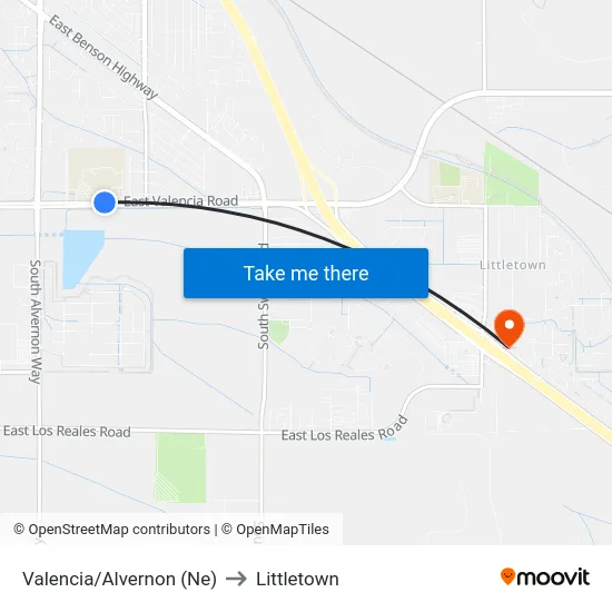 Valencia/Alvernon (Ne) to Littletown map