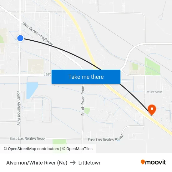 Alvernon/White River (Ne) to Littletown map