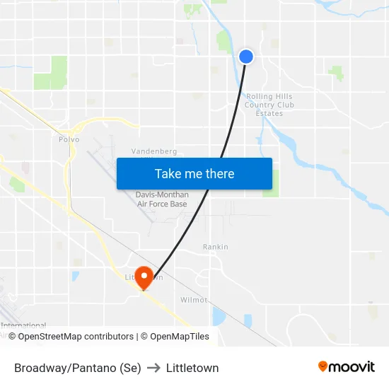 Broadway/Pantano (Se) to Littletown map