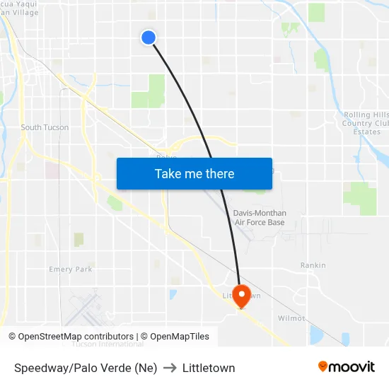 Speedway/Palo Verde (Ne) to Littletown map