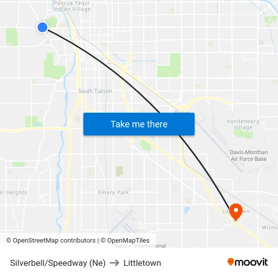 Silverbell/Speedway (Ne) to Littletown map