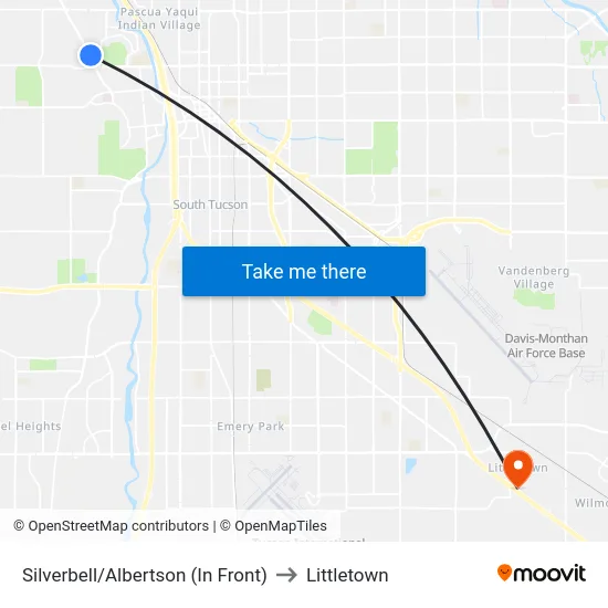 Silverbell/Albertson (In Front) to Littletown map