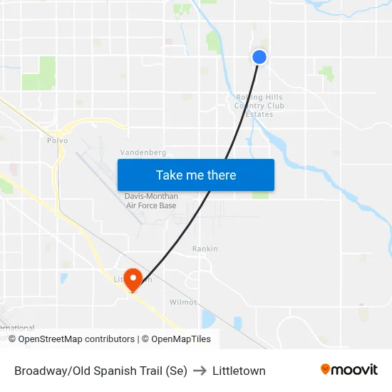 Broadway/Old Spanish Trail (Se) to Littletown map