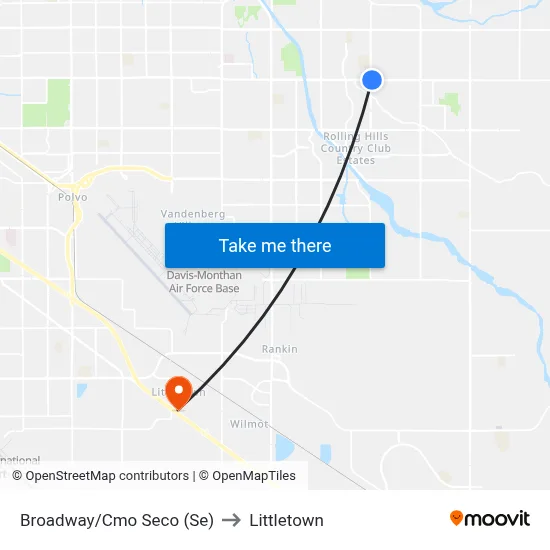 Broadway/Cmo Seco (Se) to Littletown map