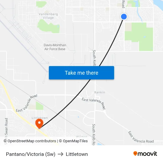 Pantano/Victoria (Sw) to Littletown map