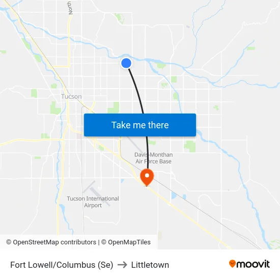 Fort Lowell/Columbus (Se) to Littletown map