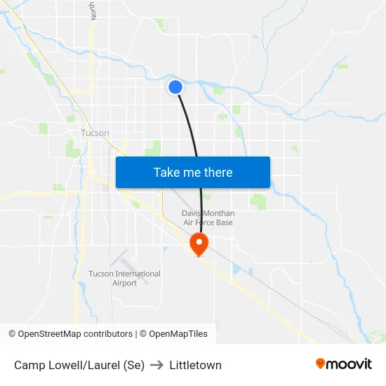 Camp Lowell/Laurel (Se) to Littletown map