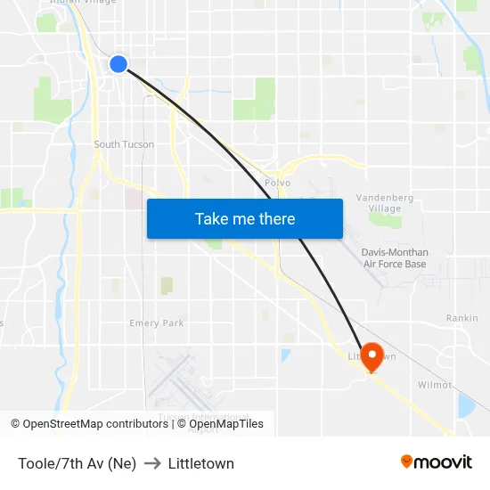 Toole/7th Av (Ne) to Littletown map