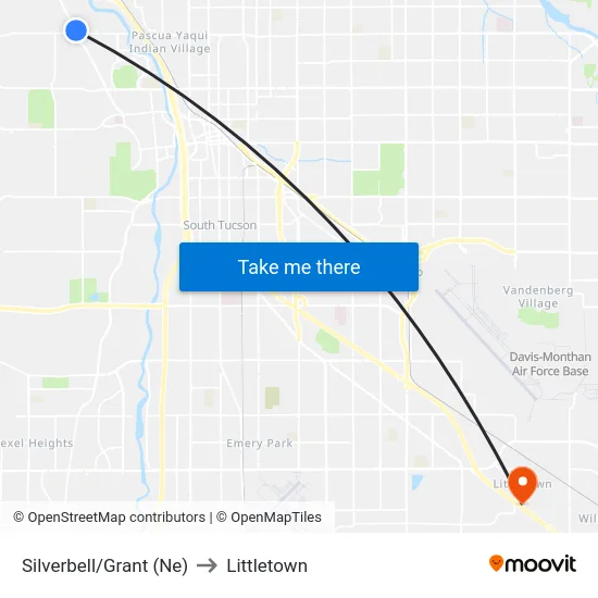 Silverbell/Grant (Ne) to Littletown map