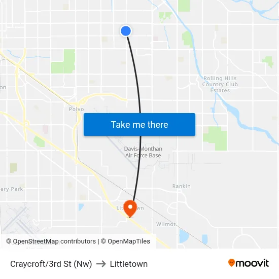 Craycroft/3rd St (Nw) to Littletown map