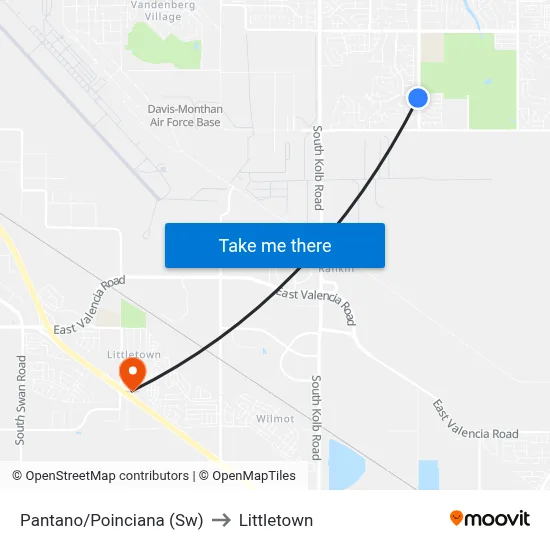 Pantano/Poinciana (Sw) to Littletown map