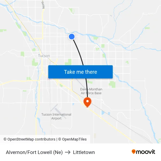 Alvernon/Fort Lowell (Ne) to Littletown map