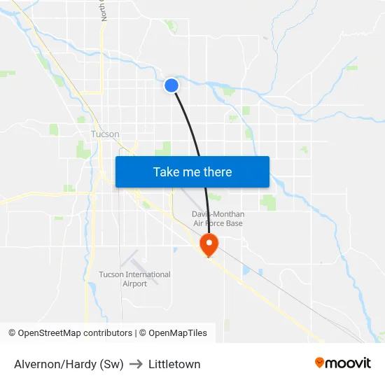 Alvernon/Hardy (Sw) to Littletown map