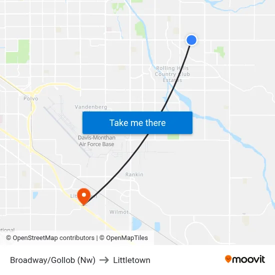 Broadway/Gollob (Nw) to Littletown map