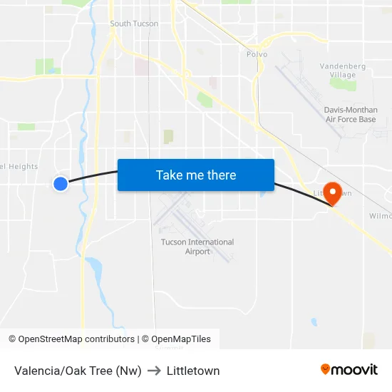 Valencia/Oak Tree (Nw) to Littletown map