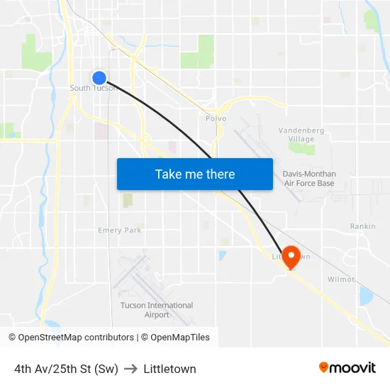 4th Av/25th St (Sw) to Littletown map