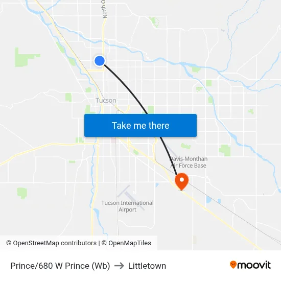 Prince/680 W Prince (Wb) to Littletown map