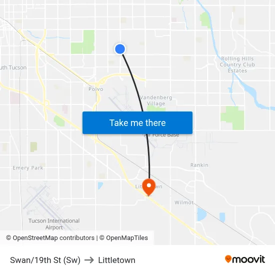 Swan/19th St (Sw) to Littletown map