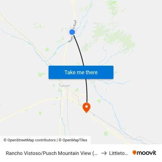 Rancho Vistoso/Pusch Mountain View (Nw) to Littletown map