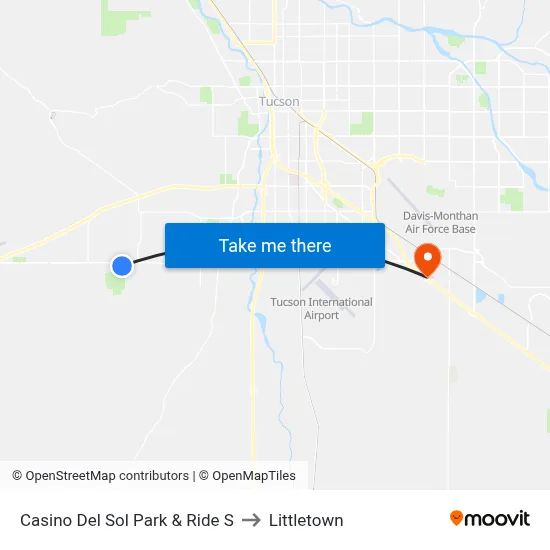 Casino Del Sol Park & Ride S to Littletown map