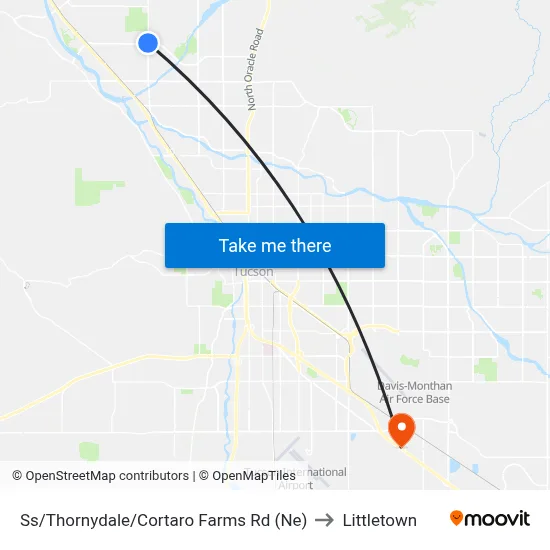 Ss/Thornydale/Cortaro Farms Rd (Ne) to Littletown map