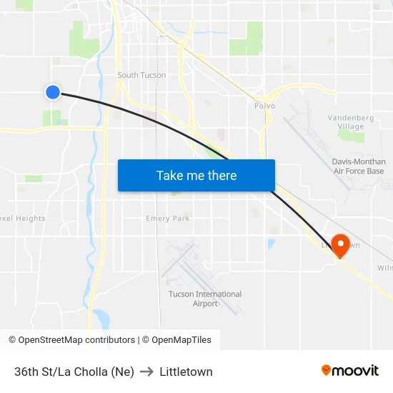 36th St/La Cholla (Ne) to Littletown map