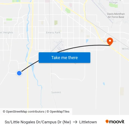 Ss/Little Nogales Dr/Campus Dr (Nw) to Littletown map