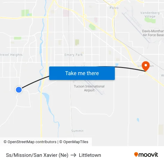 Ss/Mission/San Xavier (Ne) to Littletown map
