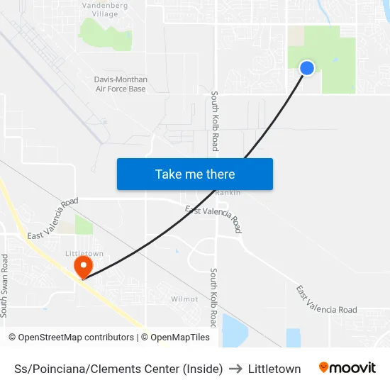 Ss/Poinciana/Clements Center (Inside) to Littletown map