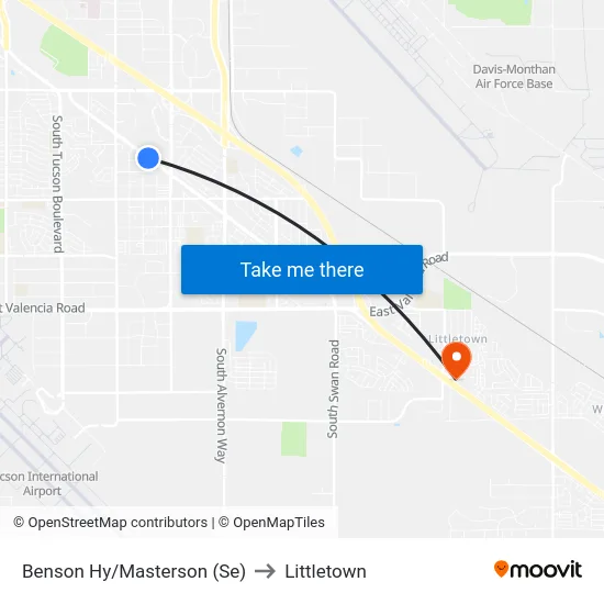 Benson Hy/Masterson (Se) to Littletown map