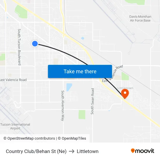 Country Club/Behan St (Ne) to Littletown map