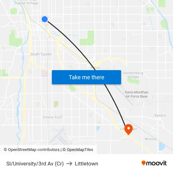 Sl/University/3rd Av (Cr) to Littletown map
