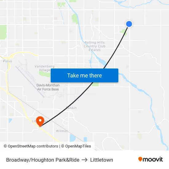 Broadway/Houghton Park&Ride to Littletown map