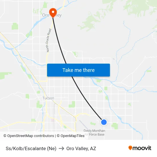 Ss/Kolb/Escalante (Ne) to Oro Valley, AZ map