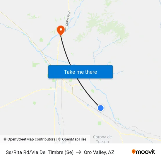 Ss/Rita Rd/Via Del Timbre (Se) to Oro Valley, AZ map
