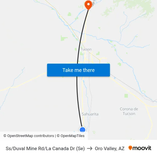 Ss/Duval Mine Rd/La Canada Dr (Se) to Oro Valley, AZ map