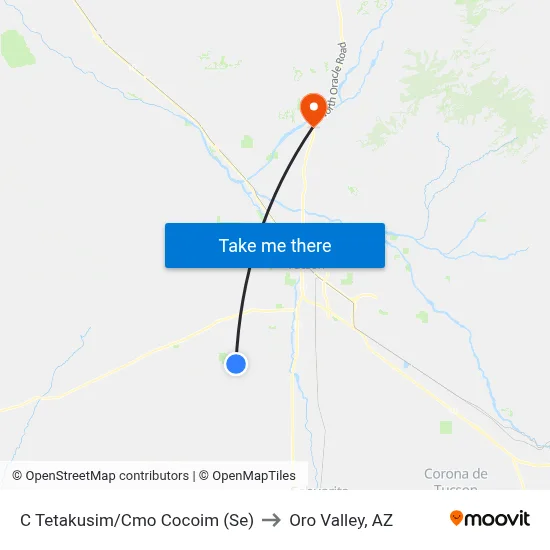C Tetakusim/Cmo Cocoim (Se) to Oro Valley, AZ map