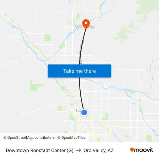 Downtown Ronstadt Center (G) to Oro Valley, AZ map