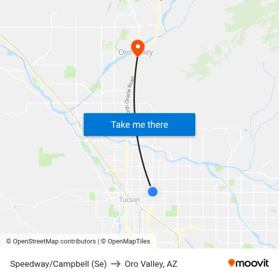 Speedway/Campbell (Se) to Oro Valley, AZ map