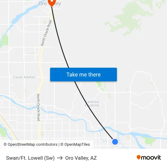 Swan/Ft. Lowell (Sw) to Oro Valley, AZ map
