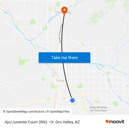 Ajo/Juvenile Court (Wb) to Oro Valley, AZ map