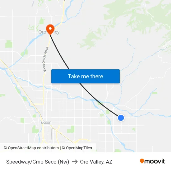 Speedway/Cmo Seco (Nw) to Oro Valley, AZ map