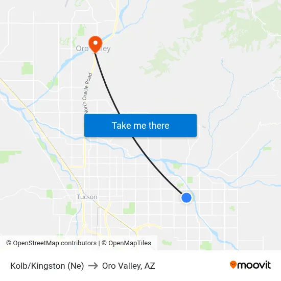Kolb/Kingston (Ne) to Oro Valley, AZ map