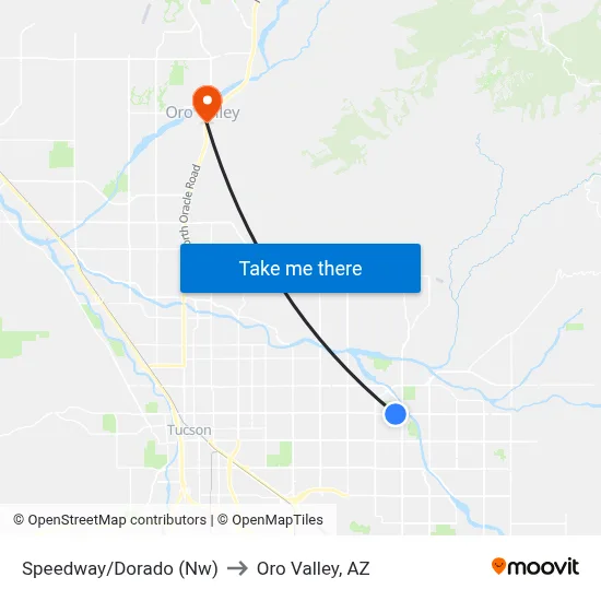 Speedway/Dorado (Nw) to Oro Valley, AZ map
