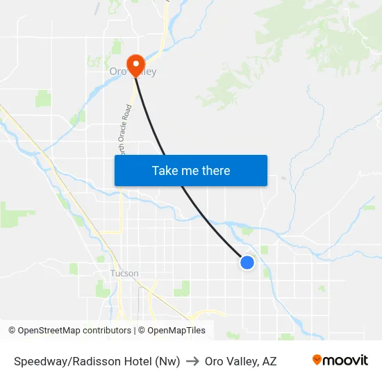 Speedway/Radisson Hotel (Nw) to Oro Valley, AZ map