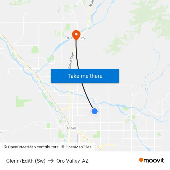 Glenn/Edith (Sw) to Oro Valley, AZ map