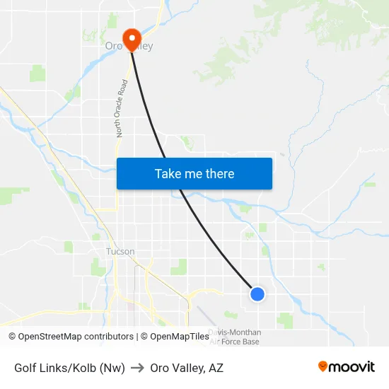 Golf Links/Kolb (Nw) to Oro Valley, AZ map